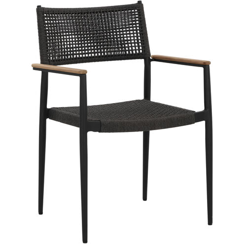 Nava Black Outdoor Stackable Dining Armchair, Set Of 2